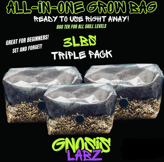 3lb All in One Mushroom Grow Kit Bag - 3Pack Bundle with Injection Port and Filter Patch! Great for most cultures!