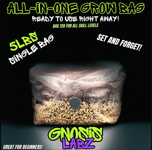 All in One Mushroom Grow Kit Bag 5lbs with Injection Port and Filter Patch! (Single Bag)
