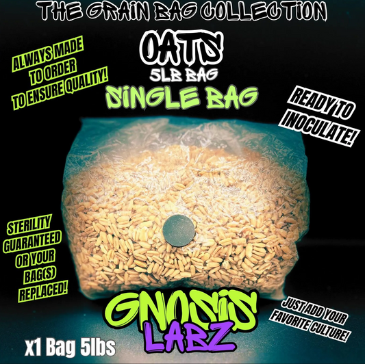 Sterilized Grain Bag 5lb (Whole Oats) - with Injection Port and Filter Patch!