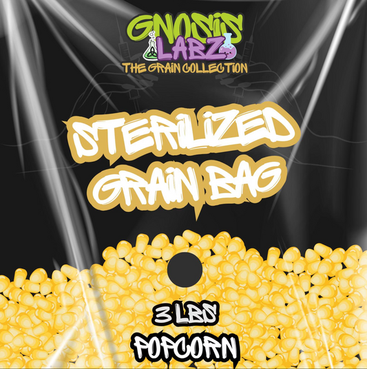 Sterilized Grain Bag 3lb  (Popcorn) - with Injection Port and Filter Patch!