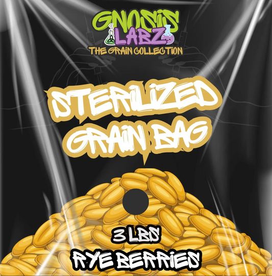 Sterilized Grain Bag 3lb (Rye Berries) - with Injection Port and Filter Patch!