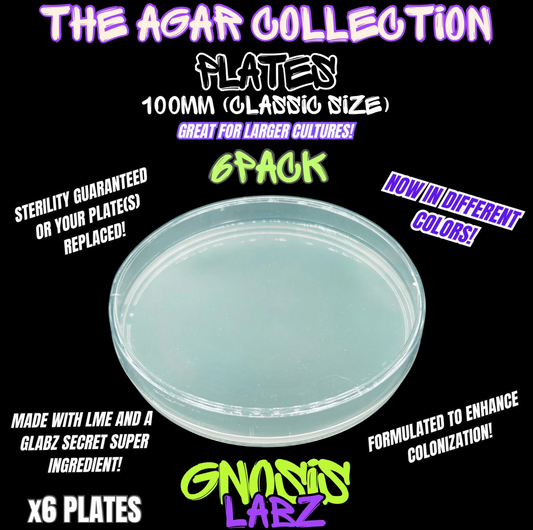 6 Pack of 100mm Agar Plates - Sterilized Agar Media Petri Dishes - Great for Larger Cultures