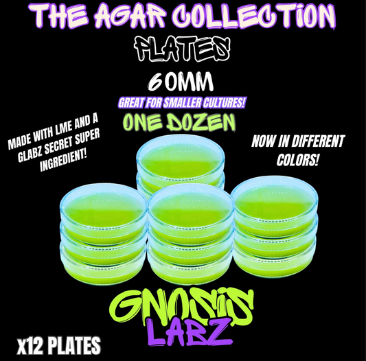 One Dozen 60mm Agar Plates - Sterilized Agar Media Petri Dishes - Great for Small Cultures (Different Colors Available)
