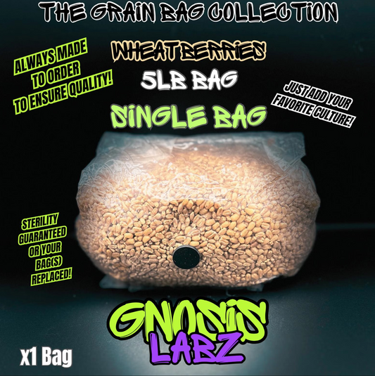 Sterilized Grain Bag 5lb (Wheat Berries) - with Injection Port and Filter Patch!